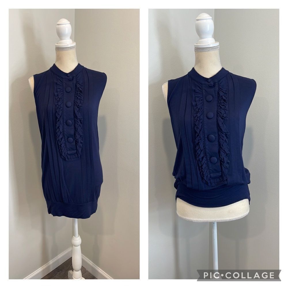 Sleeveless Large Button Ruffle top